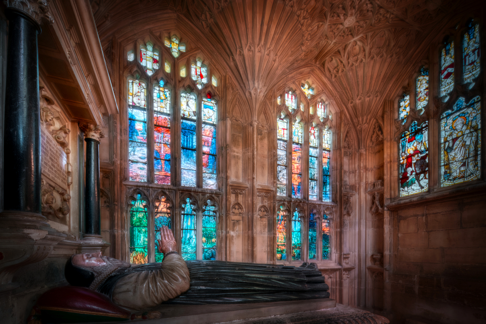 Ivor Gurney window (centre) at Gloucester Cathedral