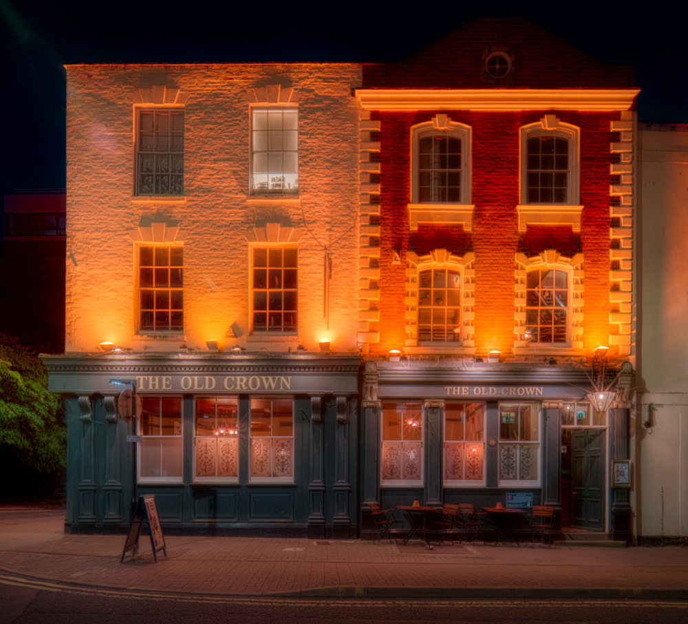 Old Crown, 19th century to left, 18th century to the right, restored and joined 1990.