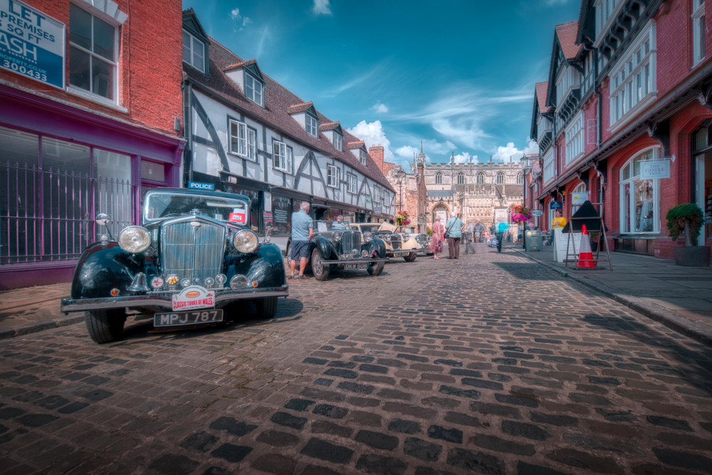 Gloucester Goes Retro outside the originally 15th-century Nos 5 to 11 College Street