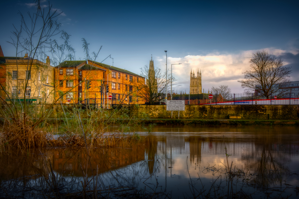 Modern river flooding opposite site of the entrance to the creek reclaimed by the Romans