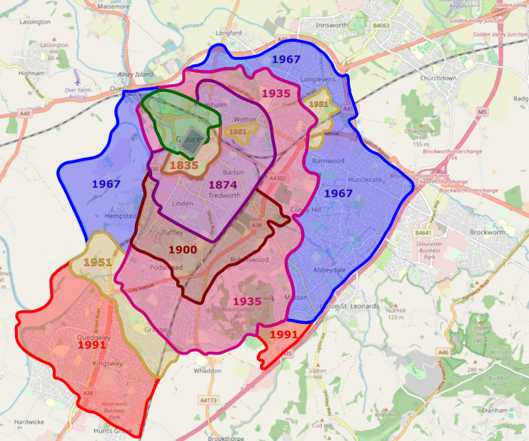 Expansion of Gloucester 1835–1991