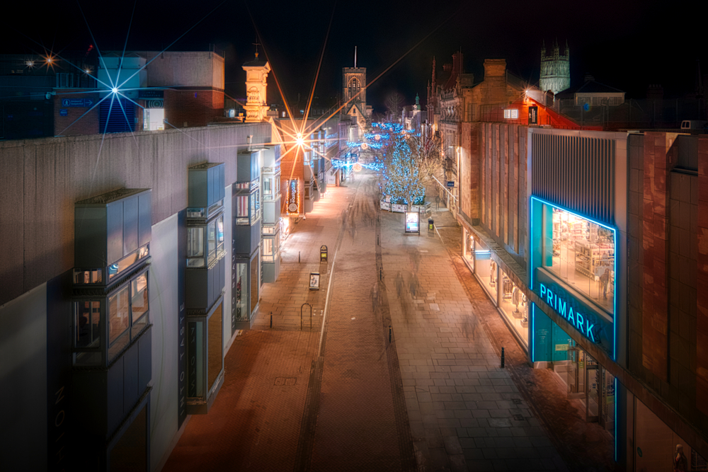 Upper Eastgate Street at night